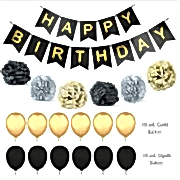 Gold-Siyah Konsepti Doğum Günü Parti Süsleri Malzeme Seti