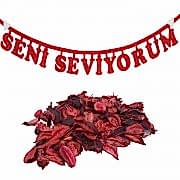 Gül Yaprağı Hediyeli Seni Seviyorum Yazı Evlilik Teklifi Yıldönüm