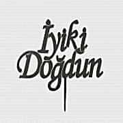 Gümüş Gri İyi ki Doğdun Cam Pleksi, Doğum Günü Pasta Üzeri Süsü