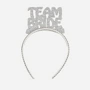 Gümüş Gri "team Bride" Yazılı Taç Simli Evadan Taşlı Parti Bride To Be Bekarlığa Veda Nedime Tacı