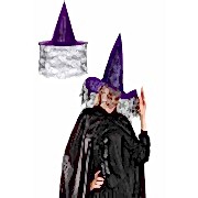 Halloween Cadılar Bayramı Cadı Şapkası Mor Siyah Örümcek Ağ Desenli Tül Parti Cadı Şapkası 34cm