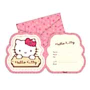 Hello Kıtty 6 Davetiye+6 Zarf Doğum Günü Parti Kartı