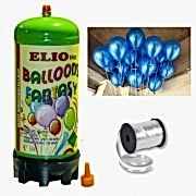 Helyum Gazı Tüp + 20 Ad Koyu Mavi Balon Metalik Uçan Balon+İpi