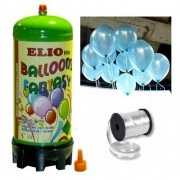 Helyum Gazı Tüp + 20 Adet Açık Mavi Metalik Uçan Balon + İpi