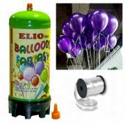 Helyum Gazı Tüp + 20 Adet Mor Balon Metalik Uçan Balon + İpi