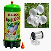 Helyum Gazı Tüp + 20 Adet Şeffaf Balon Metalik Uçan Balon + İpi