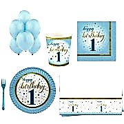 ilk yaşım 1 yaş erkek 16 Kişilik 8 Parça Doğum Günü Seti 