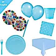 İyi ki doğdun doğum günü pinyata + 25 kişi mavi parti seti paketi