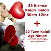 Kalpli Kırmızı Balon Sevgiliye Kalp Notları HEDİYE ucuz uçan
