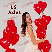 Kırmızı Kalpli Baskısız Balonu 16 lı Romantik Kalp Balonlar