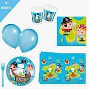 Korsan Partisi Pirates 8 Kişilik 6 Parça Doğum Günü Seti malzemeleri