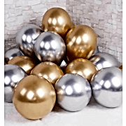Krom Parlak Metalik Gümüş-Gold ( Altın) Renk 10'Lu Balon