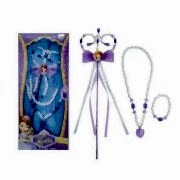 Mor Prenses Sofia Kız Çocuğu Kolyesi, İnci Bileklik ve Asa Seti