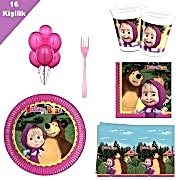 Maşa ile Koca Ayı 16 Kişilik 8 Parça Doğum Günü Seti malzemeleri