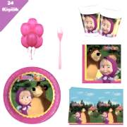 Maşa ile Koca Ayı 24 Kişilik 12 Parça Doğum Günü Seti malzemeleri