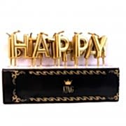 Mat Gold Altın Sarısı Happy Birthday Mum, Şık Yetişkin Pasta Mumu