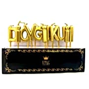 Mat Gold Altın Sarısı İyi Ki Doğdun Mum, Şık Yetişkin Pasta Mumu