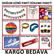 Mavi Erkek Doğum Günü Parti Malzeme Paketi+20 Karışık Balon 14 Parça Set