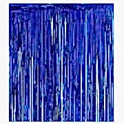 Metalik Lacivert Koyu Mavi 2m Kapı Perdesi, Parlak Duvar Püskülü