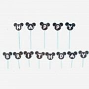 Mickey Mouse Happy Birthday Pasta Üzeri Süs, Doğum Günü Yazısı