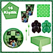 Minecraft 16 Kişilik Doğum Günü Parti Seti malzemeleri