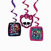 Monster High 3'lü Yaylı Set Asma İp Süs Doğum Günü