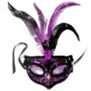 Mor Taşlı, Tüylü Kadın Parti Balo Dantelli Venedik Göz Maskesi