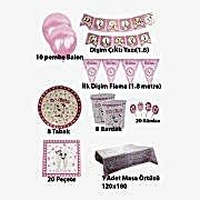 Pembe İlk Diş Buğdayı Kız Parti Seti Süsleme Paketi 8 Kişilik