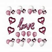 Pembe Yıldönümü Bekarlığa Veda Partisi Süslemeleri Kalp Balon Set