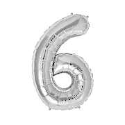 Rakam Folyo Balon 6 Rakamı Büyük Boy Balon Gümüş/Gri 100CM