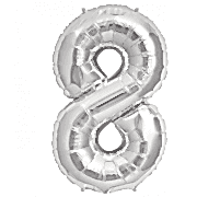 Rakam Folyo Balon 8 Rakamı Büyük Boy Balon Gümüş/Gri 100CM