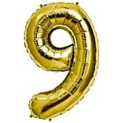 Rakam Folyo Balon 9 Rakamı Büyük Boy Balon Altın Sarısı/Dore 100CM