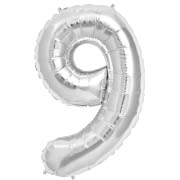 Rakam Folyo Balon 9 Rakamı Büyük Boy Balon Gümüş/Gri 100CM