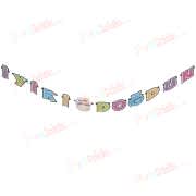 Rengarenk Uzun Doğum Günü Parti Yazısı İyi ki doğdun Süs Pd3111