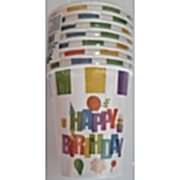 Renkli Happy Birthday 8li Bardak Doğum Günü Parti Bardağı