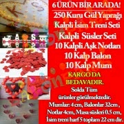 Sevgiliye Romantik Doğum Günü Süsleme Malzemeleri Aşk paketi kalp  ,not, mum vs