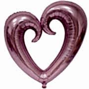 Toz Pembe İçi Boş Kalp Şeklinde Folyo Balon, Kalpli Helyumla Uçan