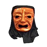 Turuncu Pelerinli Ağlayan Tiyatro Yüz Maskesi Plastik Korku Maske
