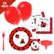 Uğur Böceği 24 Kişilik 12 Parça Doğum Günü Seti malzemeleri