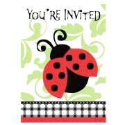 Uğur Böceği Doğum Günü Parti Davetiyesi, 8 Zarf+8 Davetiye