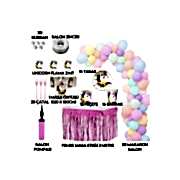 Unicorn 16 Kişilik Lüks Doğum Günü Parti Balon Zinciri Seti Paket